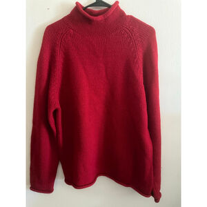 Women's J.CREW Red 100% Wool Turtleneck Oarsman Roll neck Sweater Size S